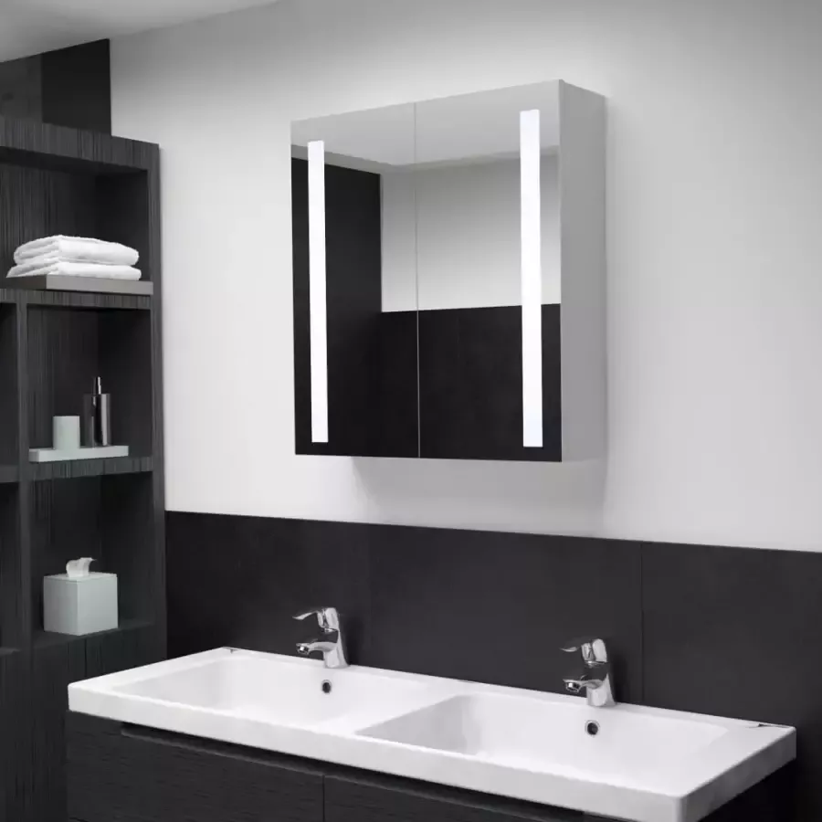 VidaXL Prolenta Premium Badkamerkast met spiegel en LED 60x14x62 cm