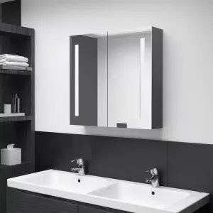 VidaXL Badkamerkast met spiegel en LED 62x14x60 cm grijs