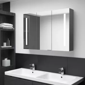 VidaXL Badkamerkast met spiegel en LED 89x14x62 cm grijs