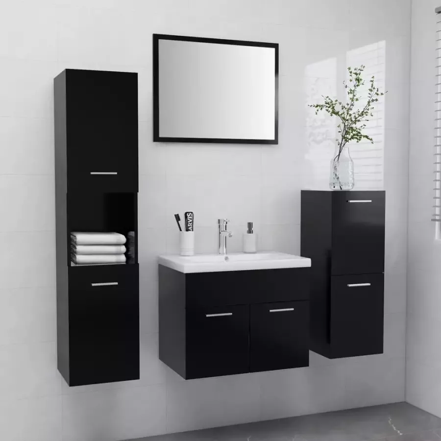 Vida XL vidaXL Badkamermeubelset spaanplaat zwart-VXL-3071361 - Foto 1
