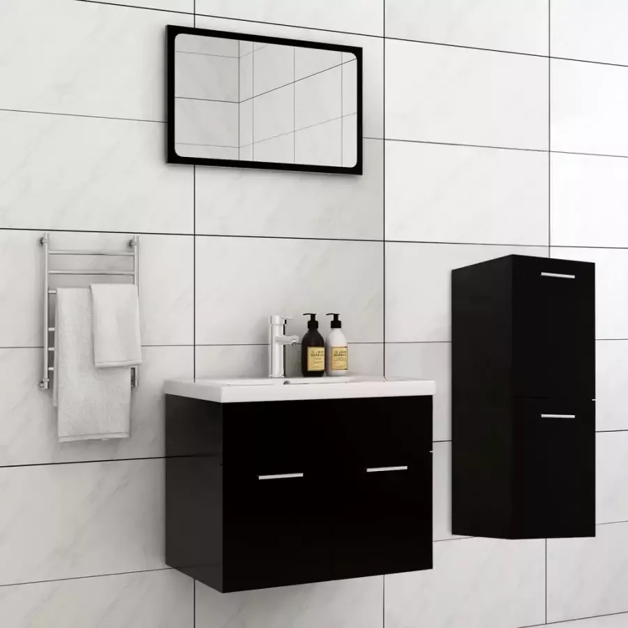 Vida XL vidaXL Badkamermeubelset spaanplaat zwart-VXL-3071451 - Foto 1