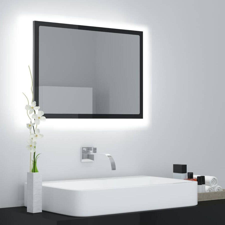 VIDAXL Badkamerspiegel LED 60x8 5x37 cm acryl hoogglans zwart - Foto 3