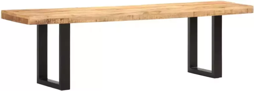 VidaXL Bankje 160 cm massief ruw mangohout en staal - Foto 2