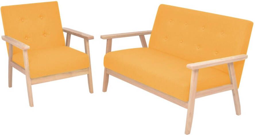 VidaXL -Bankstel-stof-geel-2-delig - Foto 3