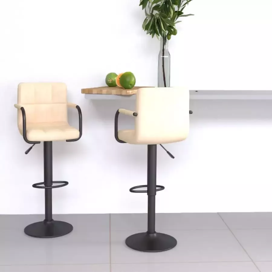 VidaXL Barkrukken 2 st fluweel crÃ¨mekleurig