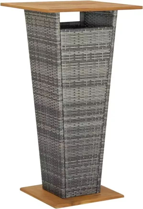 VIDAXL Bartafel 60x60x110 cm poly rattan en massief acaciahout grijs - Foto 1