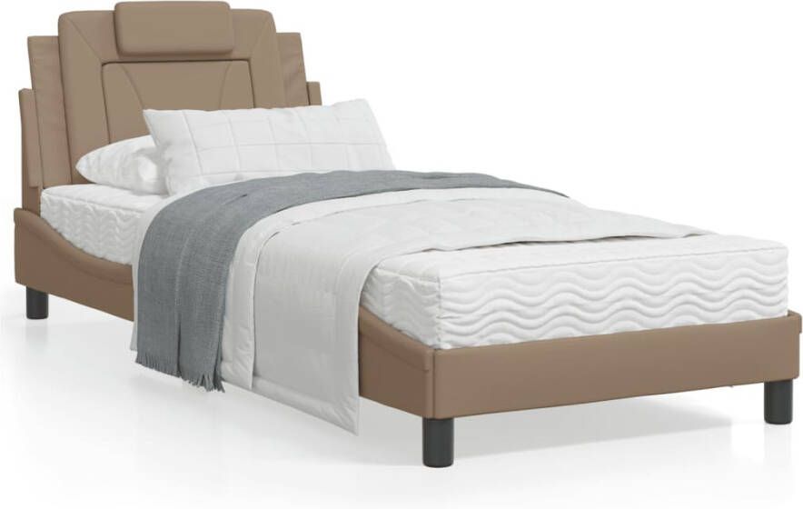 VidaXL Bedframe zonder matras Zadar kunstleer cappuccinokleurig 90x200 cm - Foto 2