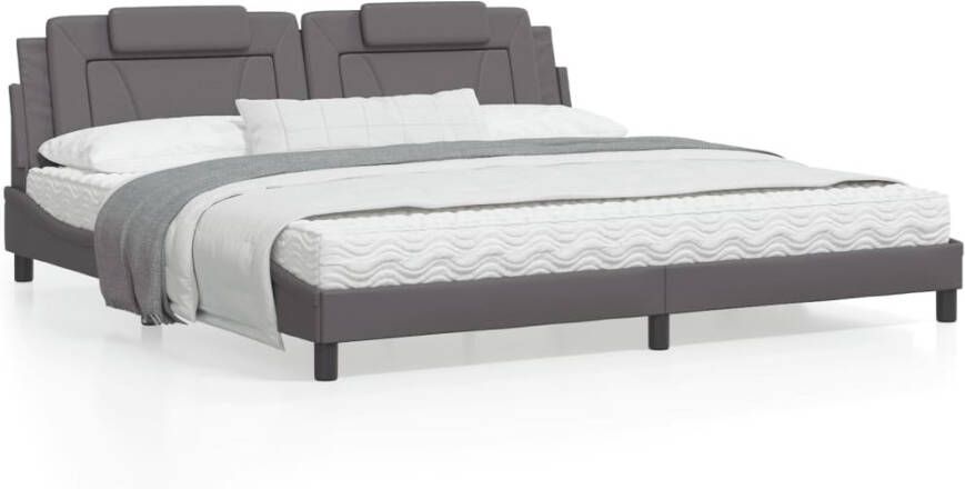 VidaXL Bed met matras Dover kunstleer grijs 200x200 cm - Foto 2