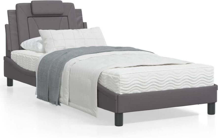 VidaXL Bedframe zonder matras Zadar kunstleer grijs 90x190 cm - Foto 2