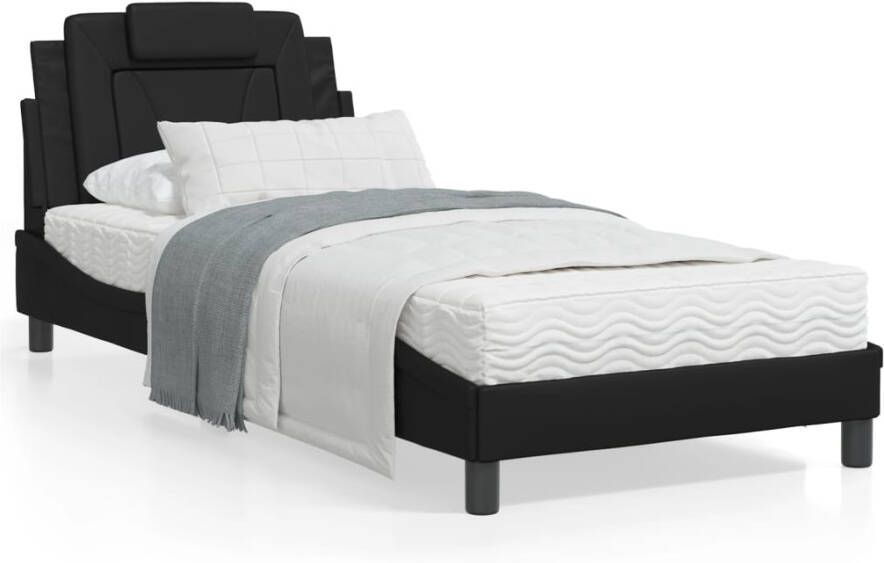 VidaXL Bed Viana met matras kunstleer zwart 90x200 cm - Foto 2