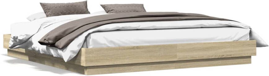 VidaXL -Bedframe-bewerkt-hout-sonoma-eikenkleurig-200x200-cm - Foto 2