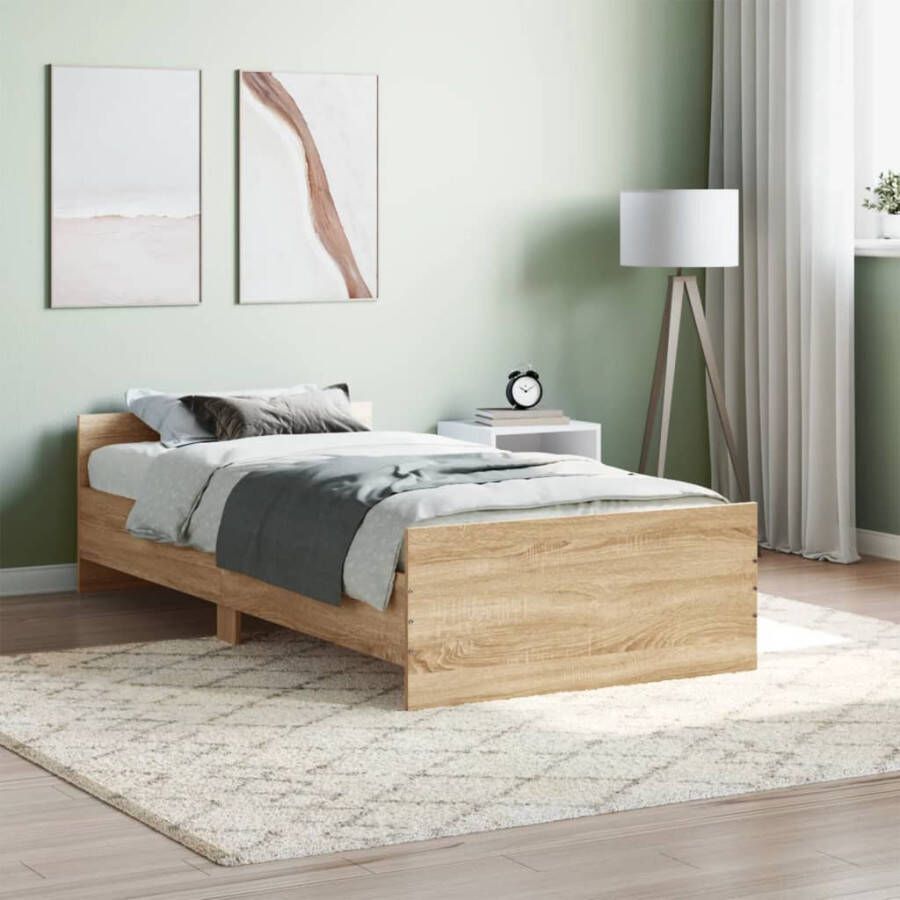 VIDAXL Bedframe zonder matras hout sonoma eikenkleurig 90x190 cm - Foto 3