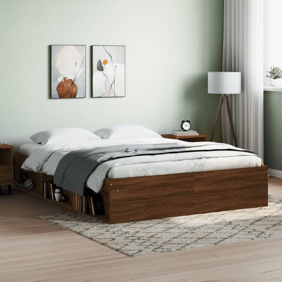 VidaXL -Bedframe-bruin-eikenkleurig-140x190-cm - Foto 2