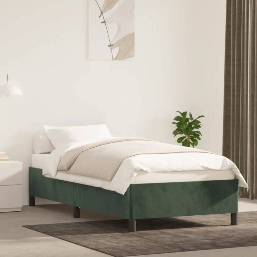 VidaXL Bedframe zonder matras 80x200 cm fluweel donkergroen