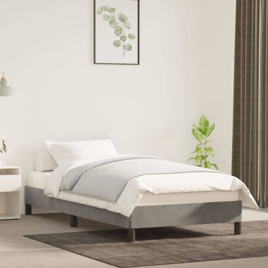 VidaXL Bedframe zonder matras 100x200 cm fluweel lichtgrijs