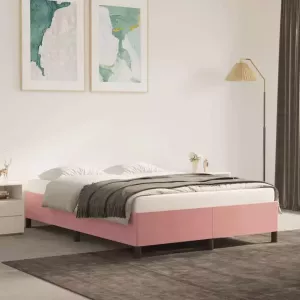 VIDAXL Bedframe fluweel roze 140x200 cm