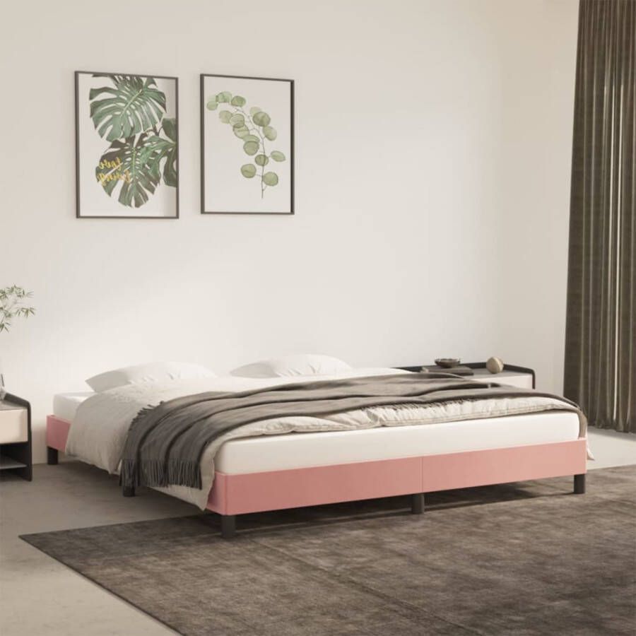 VidaXL -Bedframe-fluweel-roze-160x200-cm
