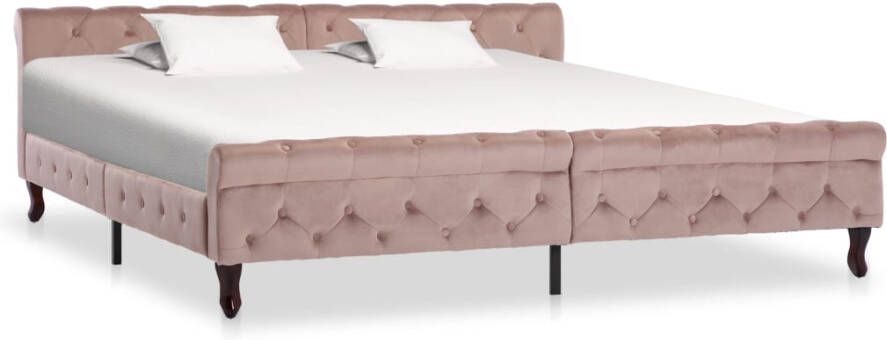 VIDAXL Bedframe fluweel roze 200x200 cm