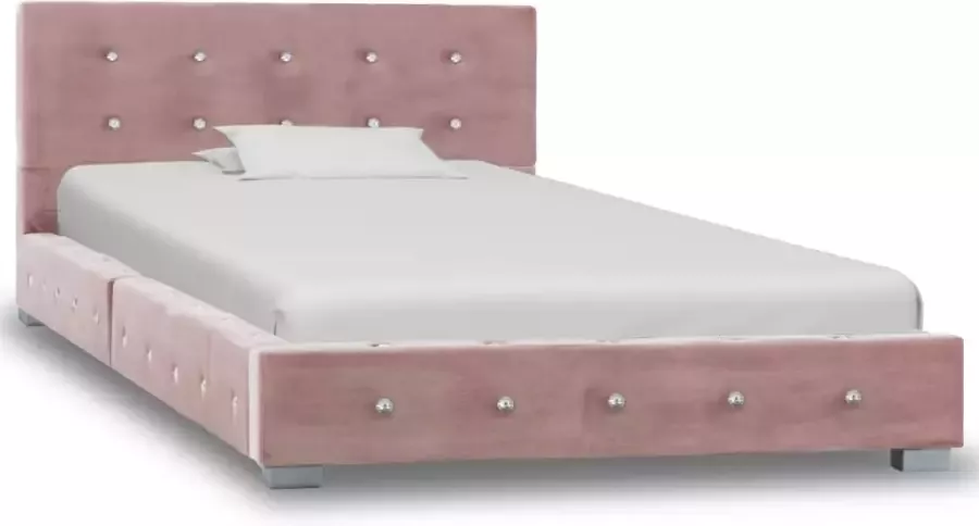VIDAXL Bedframe fluweel roze 90x200 cm