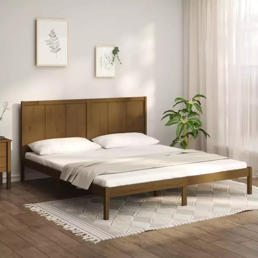 VIDAXL Bedframe grenenhout honingbruin 180x200 cm 6FT Super King