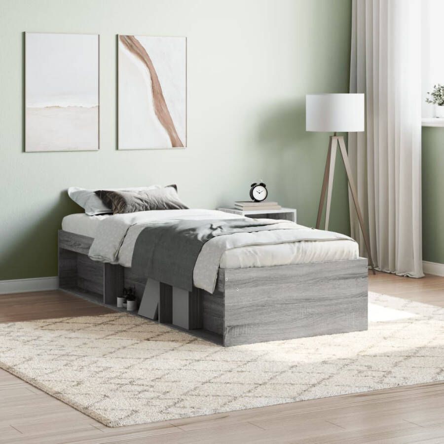 VidaXL -Bedframe-grijs-sonoma-eikenkleurig-75x190-cm-Small-Single - Foto 2