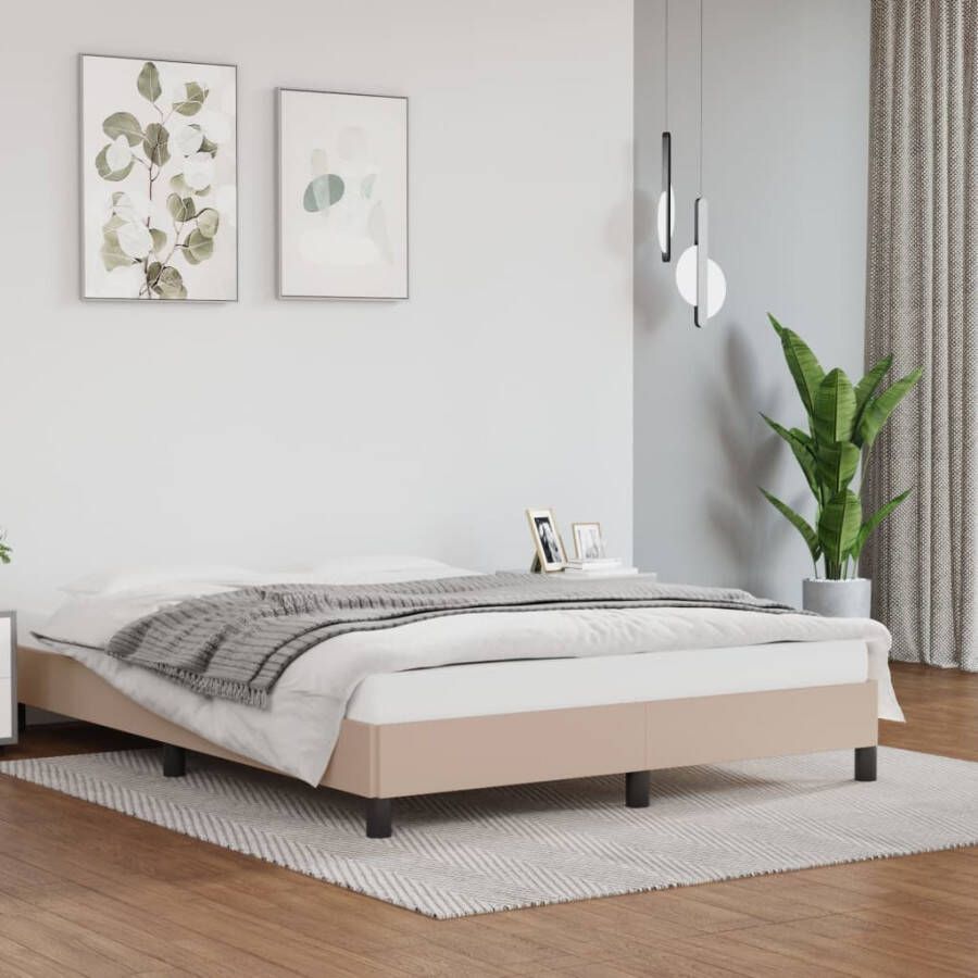 VidaXL -Bedframe-kunstleer-cappuccinokleurig-140x200-cm