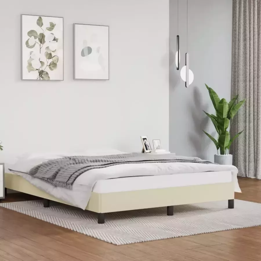VidaXL -Bedframe-kunstleer-crèmekleurig-140x190-cm