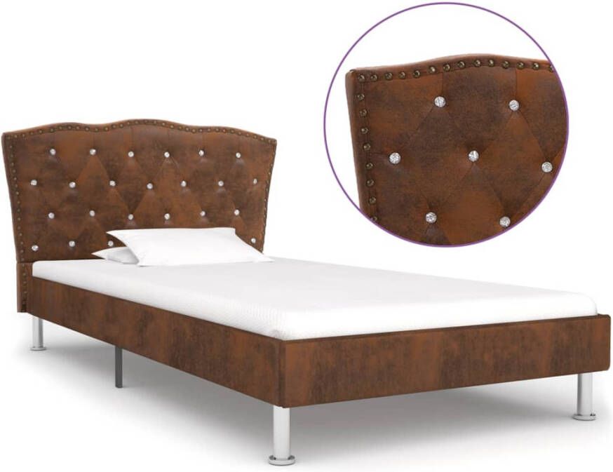 VIDAXL Bedframe kunstsuède bruin 90x200 cm