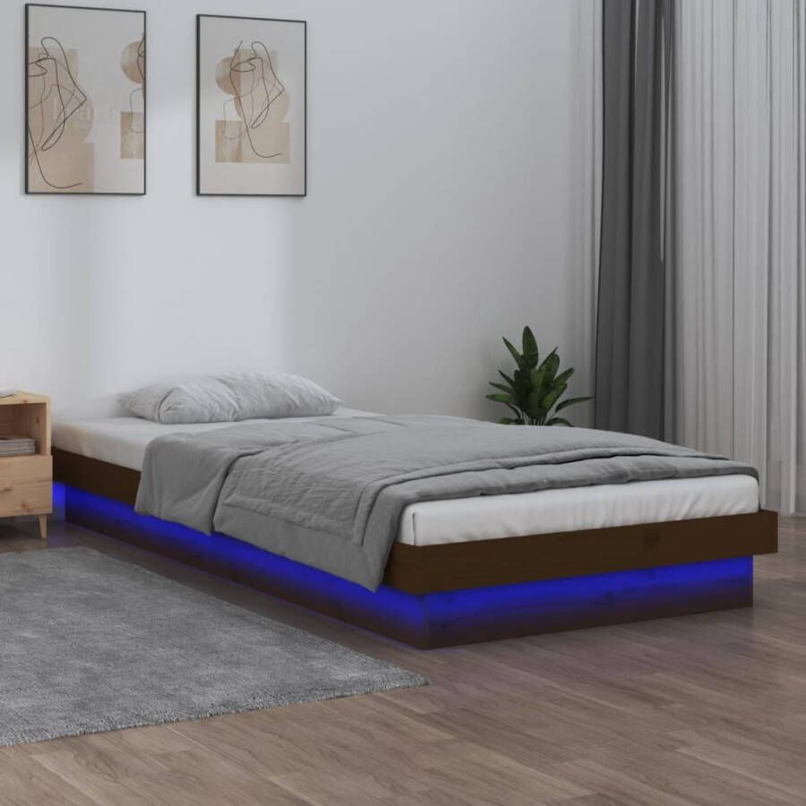 VidaXL -Bedframe-LED-hout-honingbruin-75x190-cm-2FT6-Small-Single - Foto 3