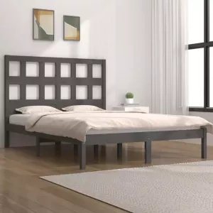 VIDAXL Bedframe massief grenenhout grijs 180x200 cm 6FT Super King