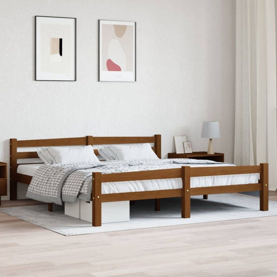 VidaXL -Bedframe-massief-grenenhout-honingbruin-180x200-cm