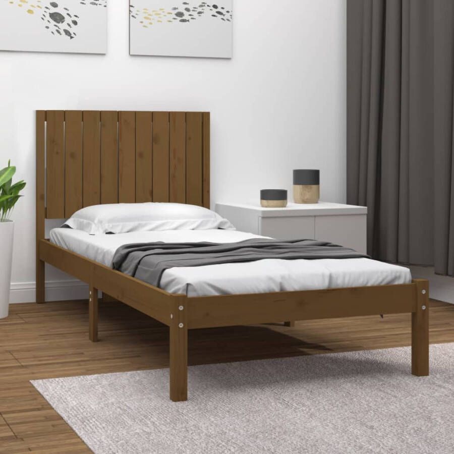 VidaXL Bedframe massief grenenhout honingbruin 90x190 cm 3FT Single