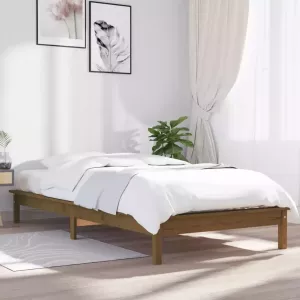 VIDAXL Bedframe massief grenenhout honingbruin 90x200 cm