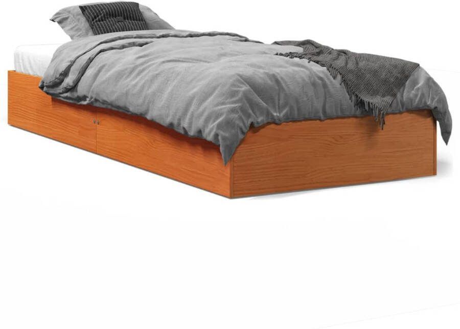VidaXL Bedframe zonder matras massief grenenhout wasbruin 90x190 cm