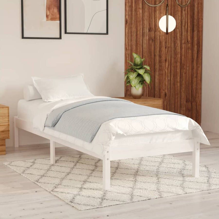 VidaXL -Bedframe-massief-grenenhout-wit-100x200-cm - Foto 2
