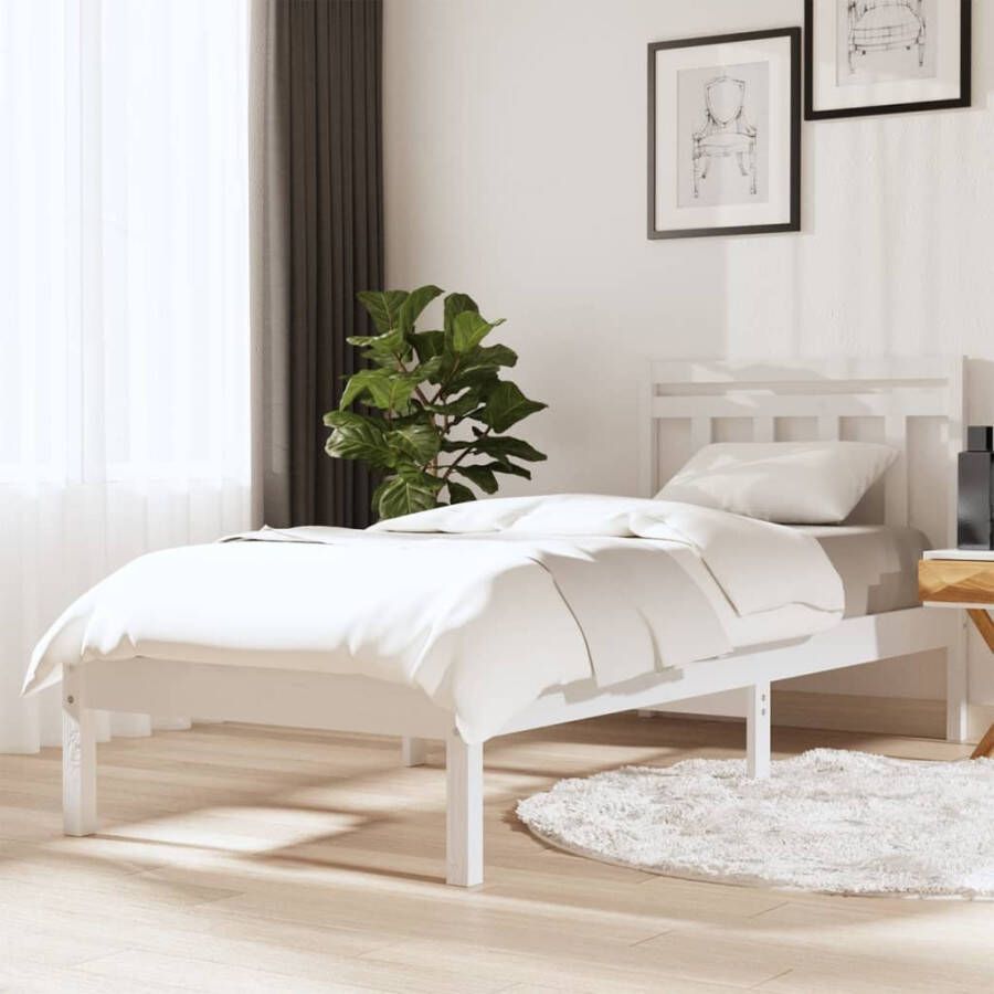 VidaXL -Bedframe-massief-grenenhout-wit-100x200-cm - Foto 3