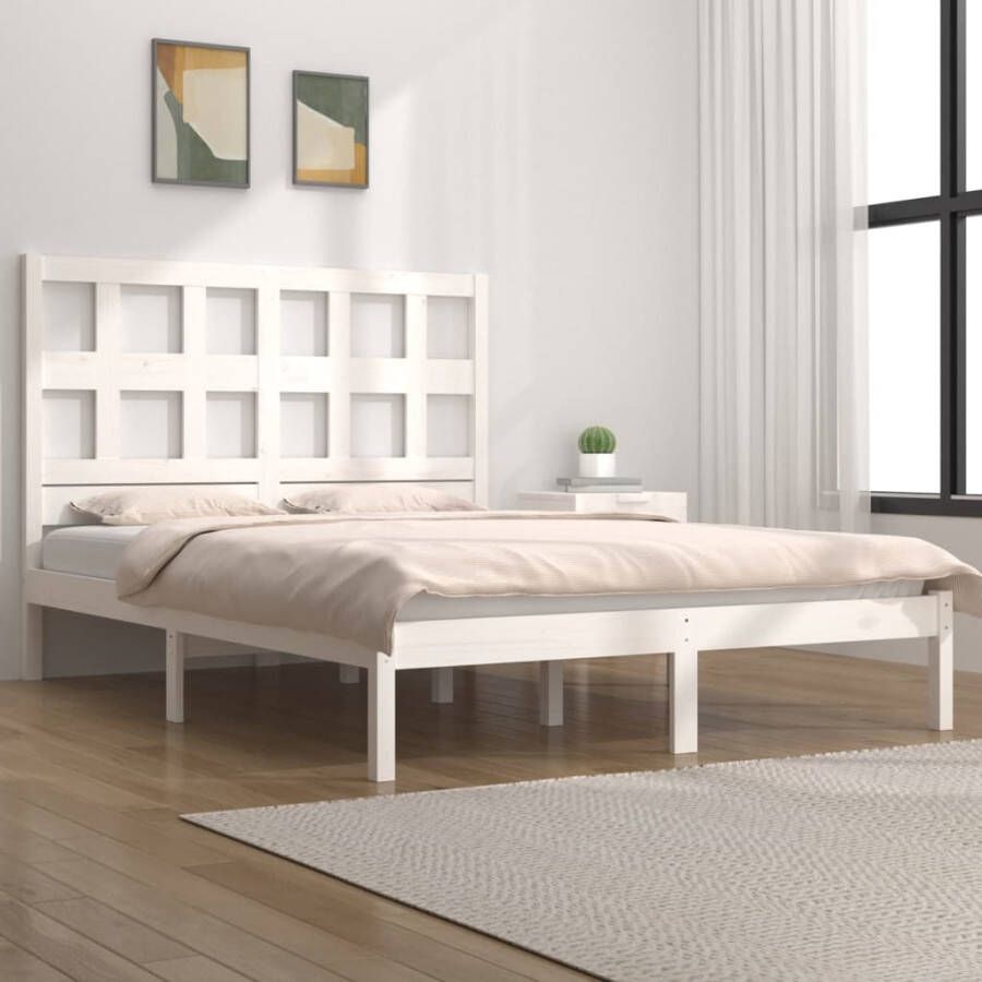 VidaXL -Bedframe-massief-grenenhout-wit-120x200-cm - Foto 3