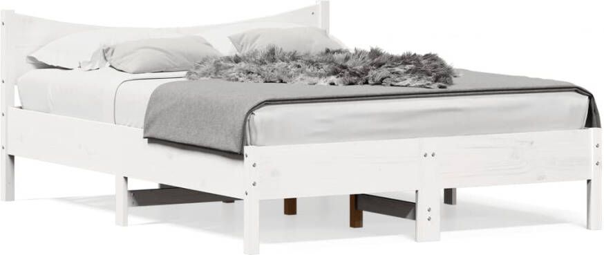 VIDAXL Bedframe zonder matras massief grenenhout wit 135x190 cm - Foto 4