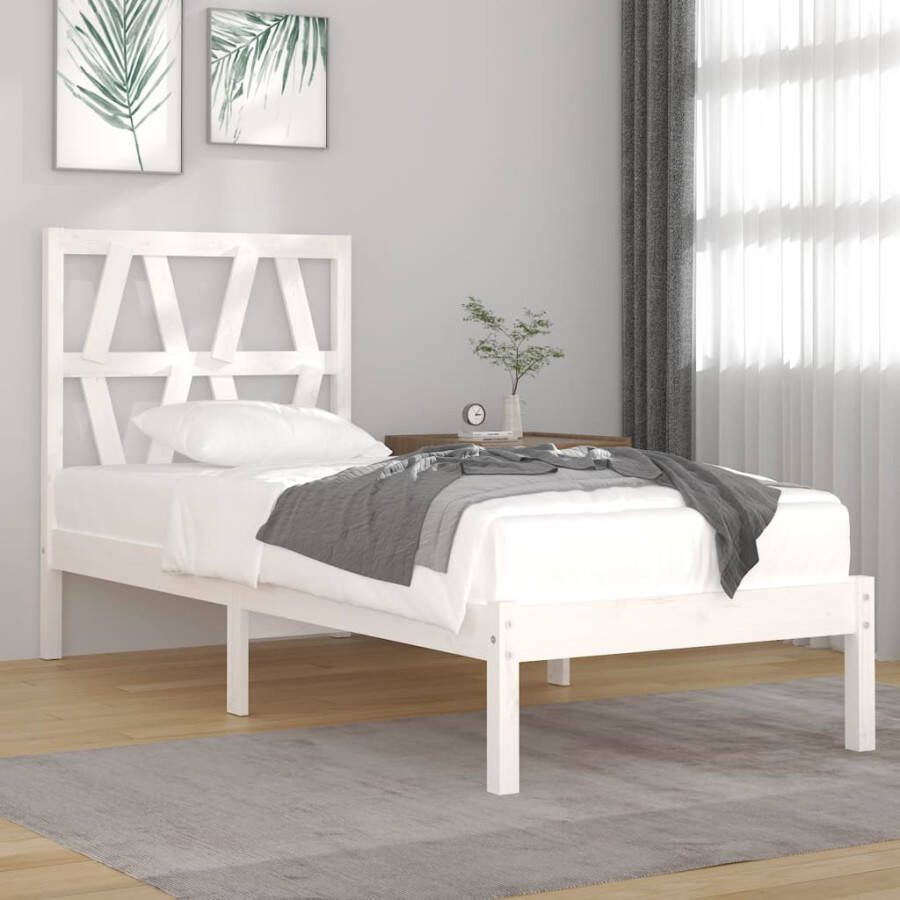 VidaXL -Bedframe-massief-grenenhout-wit-75x190-cm-2FT6-Small-Single - Foto 1