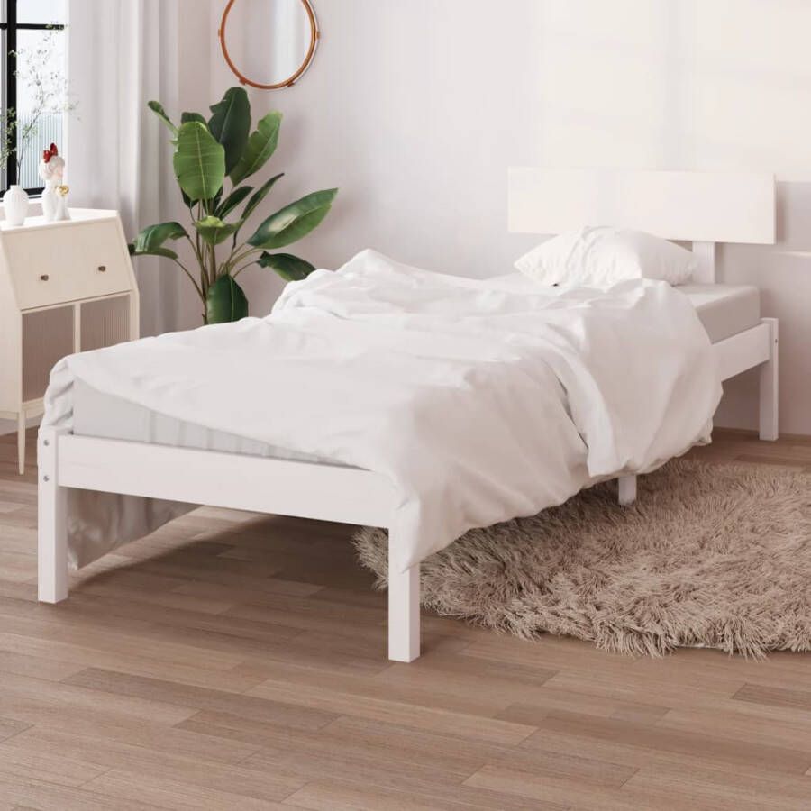 VidaXL -Bedframe-massief-grenenhout-wit-90x190-cm-UK-Single - Foto 3