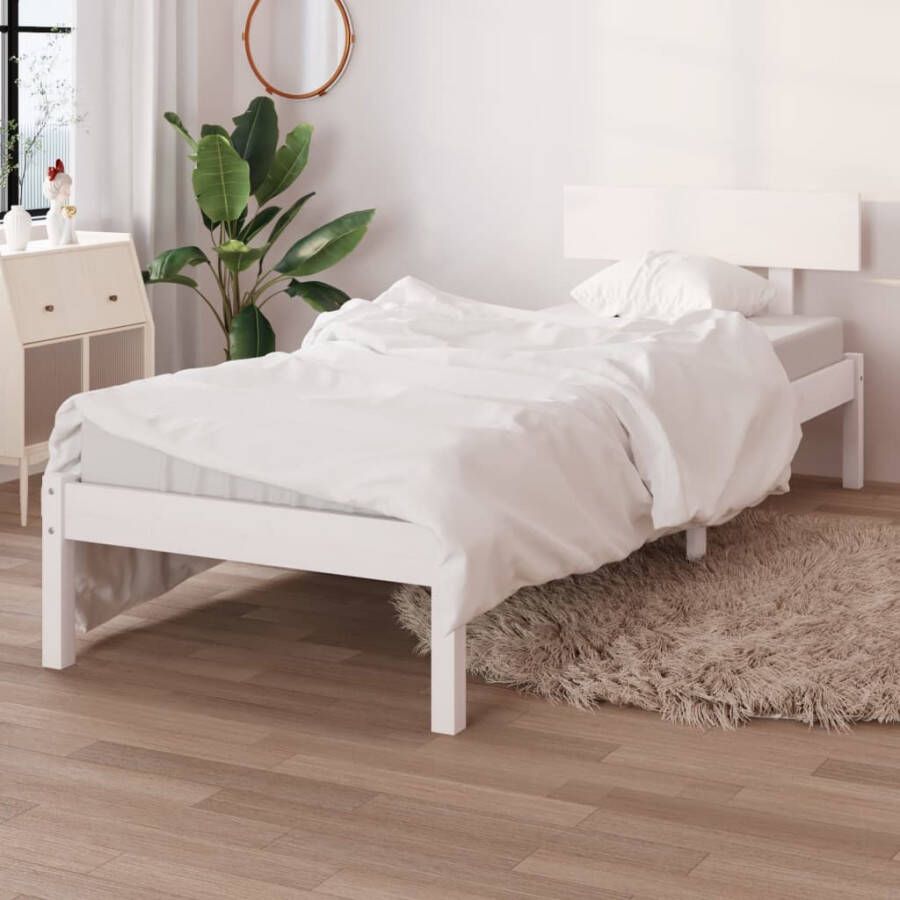 VidaXL -Bedframe-massief-grenenhout-wit-90x200-cm - Foto 3