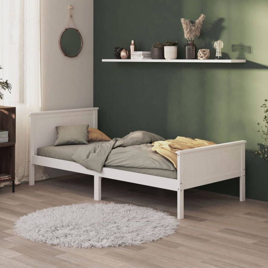 VidaXL -Bedframe-massief-grenenhout-wit-90x200-cm - Foto 3