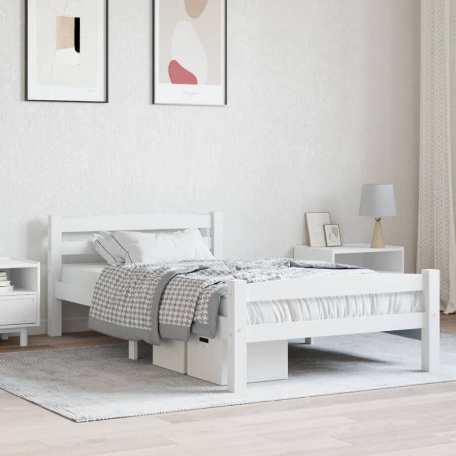 VidaXL -Bedframe-massief-grenenhout-wit-90x200-cm - Foto 2