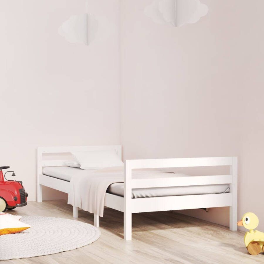 VidaXL Bedframe zonder matras massief grenenhout wit 90x200 cm
