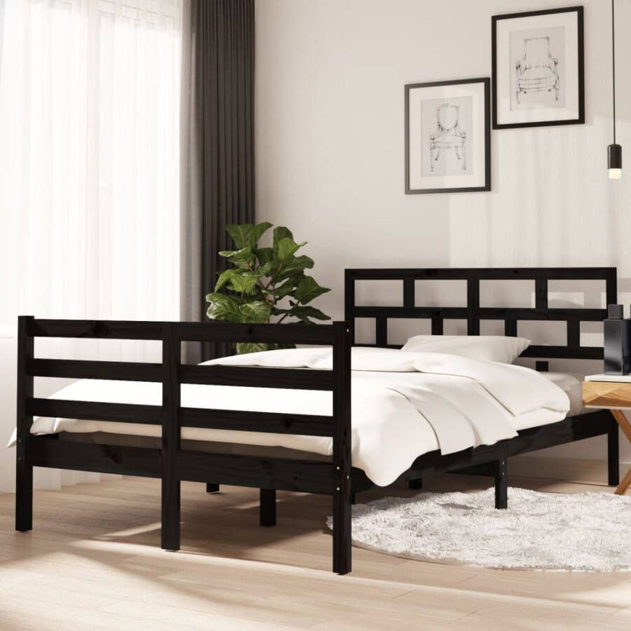 VidaXL -Bedframe-massief-grenenhout-zwart-120x200-cm - Foto 2