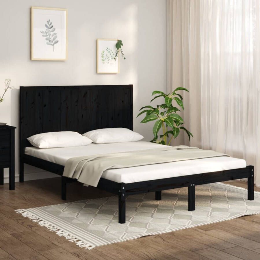 VidaXL -Bedframe-massief-grenenhout-zwart-120x200-cm - Foto 3