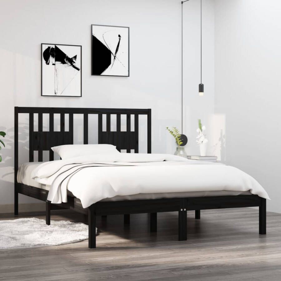 VidaXL -Bedframe-massief-grenenhout-zwart-120x200-cm - Foto 2