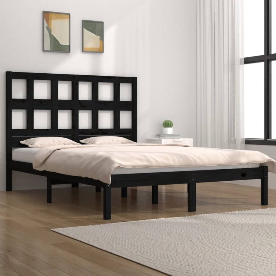 VidaXL -Bedframe-massief-grenenhout-zwart-120x200-cm - Foto 2