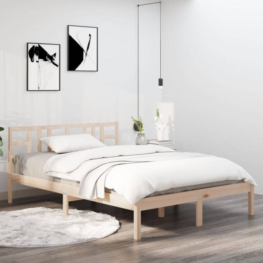 VidaXL Bedframe Grenenhout Massief 195.5 x 145.5 x 31 cm Geschikt voor 140 x 190 cm matras Onbehandeld Bed - Foto 3