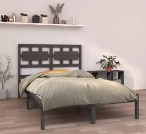 VIDAXL Bedframe massief hout grijs 120x190 cm 4FT Small Double